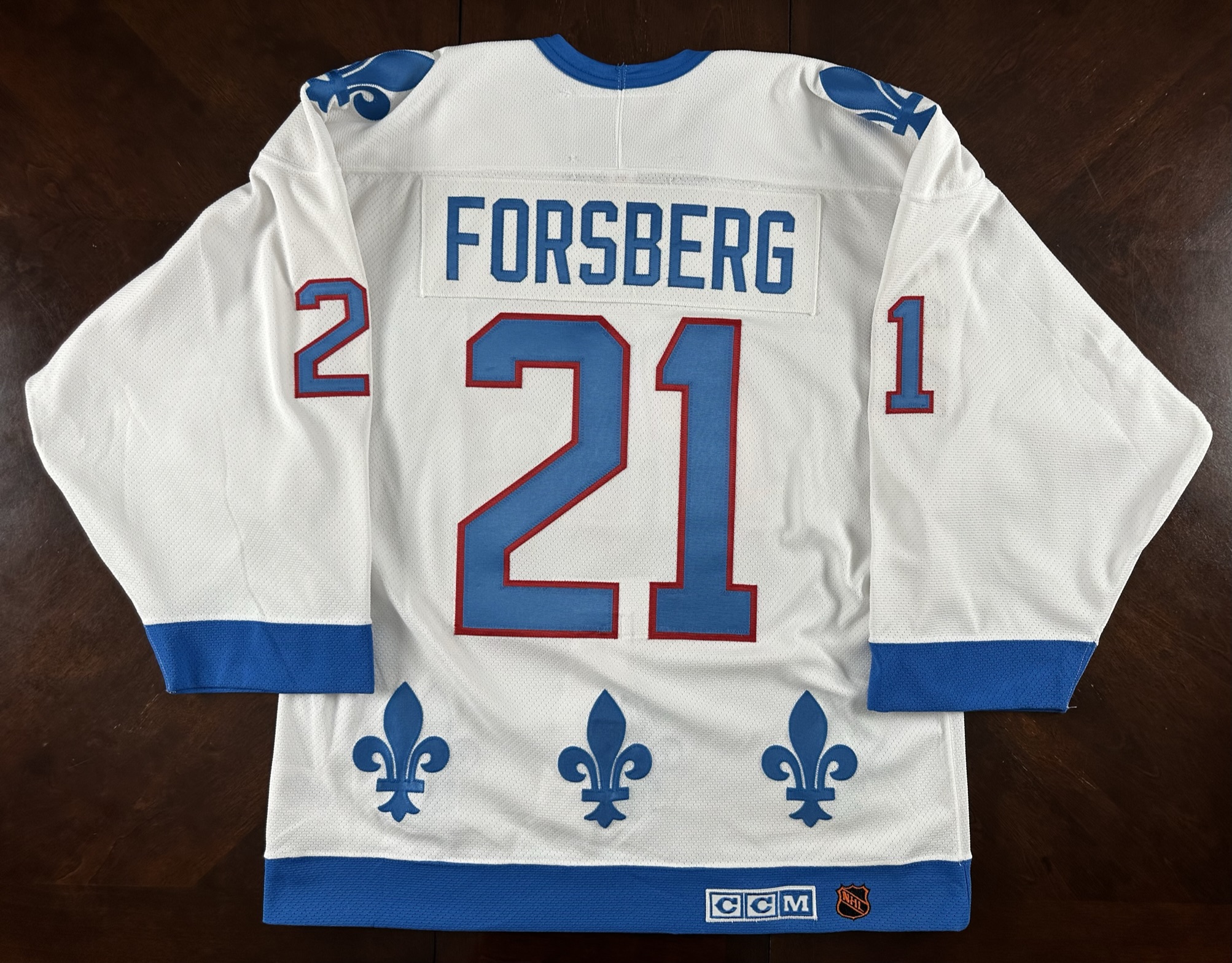 CCM Peter Forsberg Quebec Nordiques Vintage Replica Hockey Jersey
